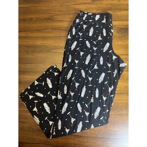 Soma Chicos Women’s Size M Black Martini Drinks Print Pajama Lounge Pants Comfy